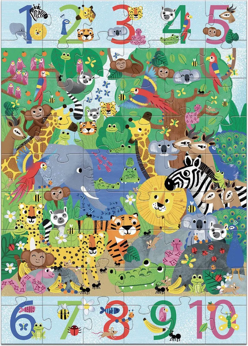 Djeco reuzenpuzzels 1 to 10 Jungle - 54 stukjes speelgoed