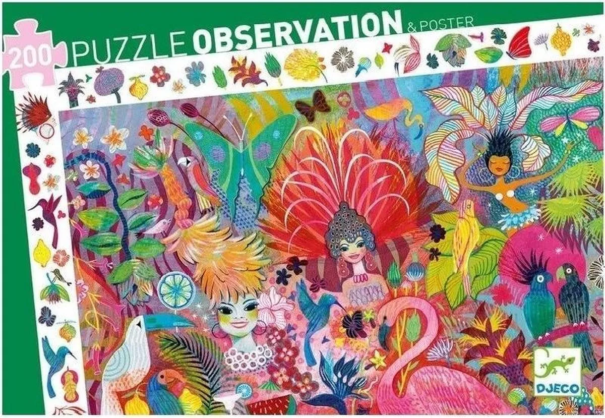 Djeco - Zoekpuzzel 200 stukjes - Carnaval in Rio - 6+ speelgoed