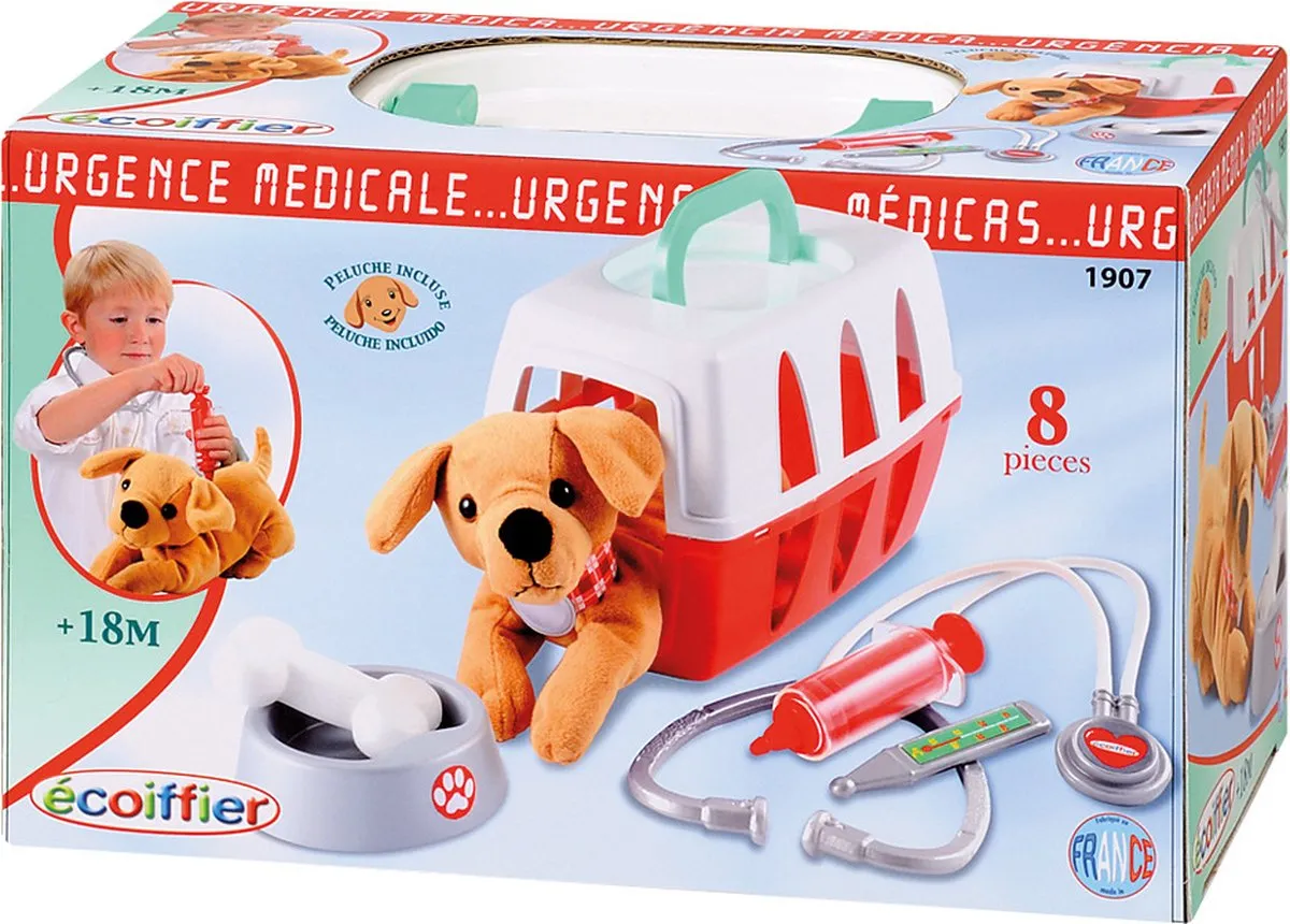 Ecoiffier - Hondje met Verzorgingsset - incl. reismand speelgoed