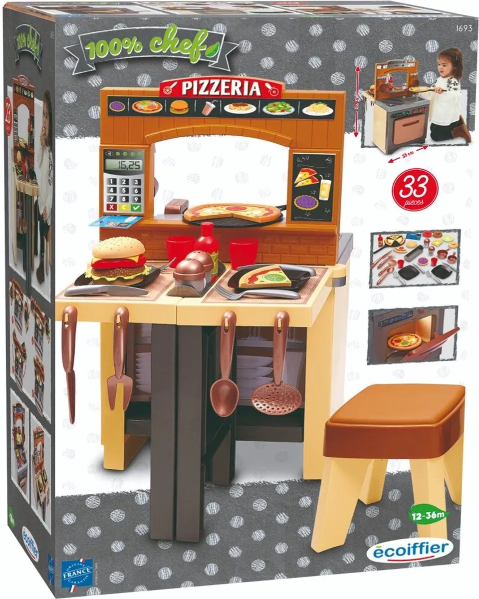 Ecoiffier Pizzeria 100% Chef Keuken + Restaurant + Accessoires speelgoed