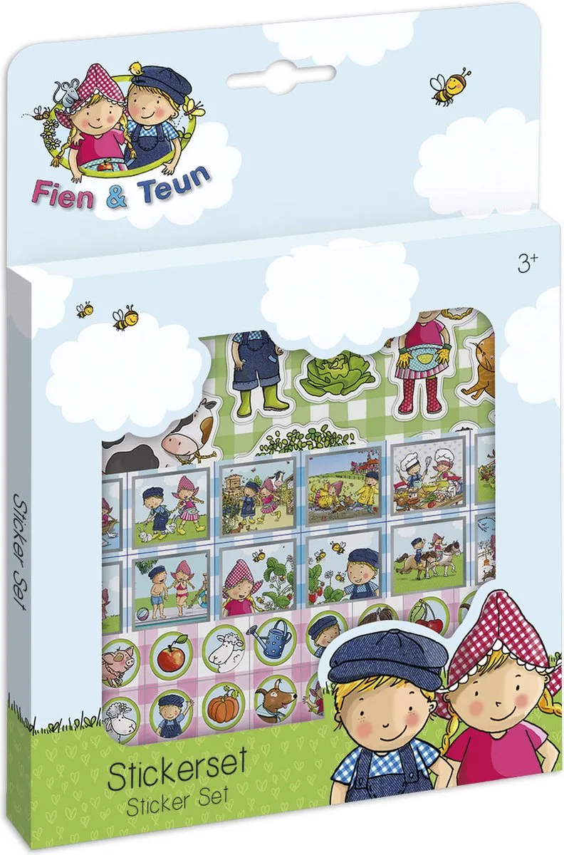Fien & Teun stickerset 3 vellen en speelachtergrond - creatief speelgoed speelgoed