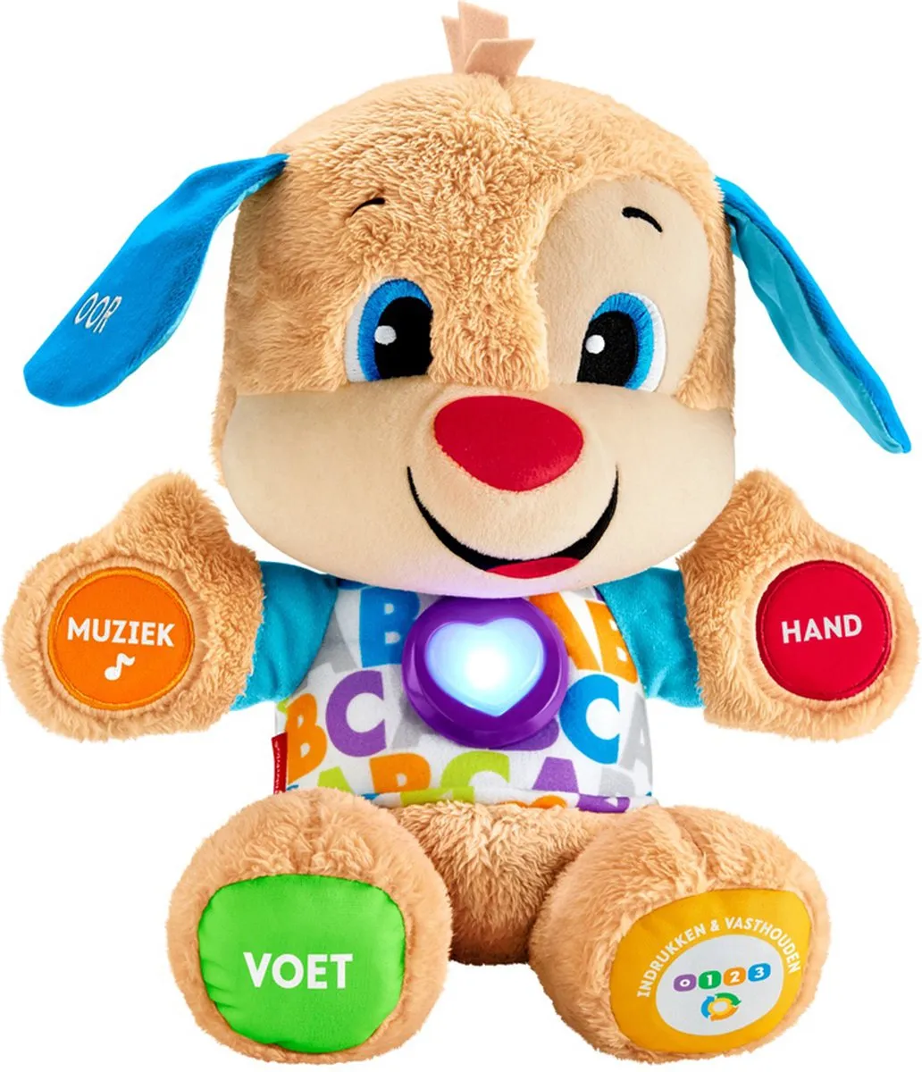 Fisher-Price Leerplezier Eerste Woorden Puppy - Interactieve Knuffel speelgoed