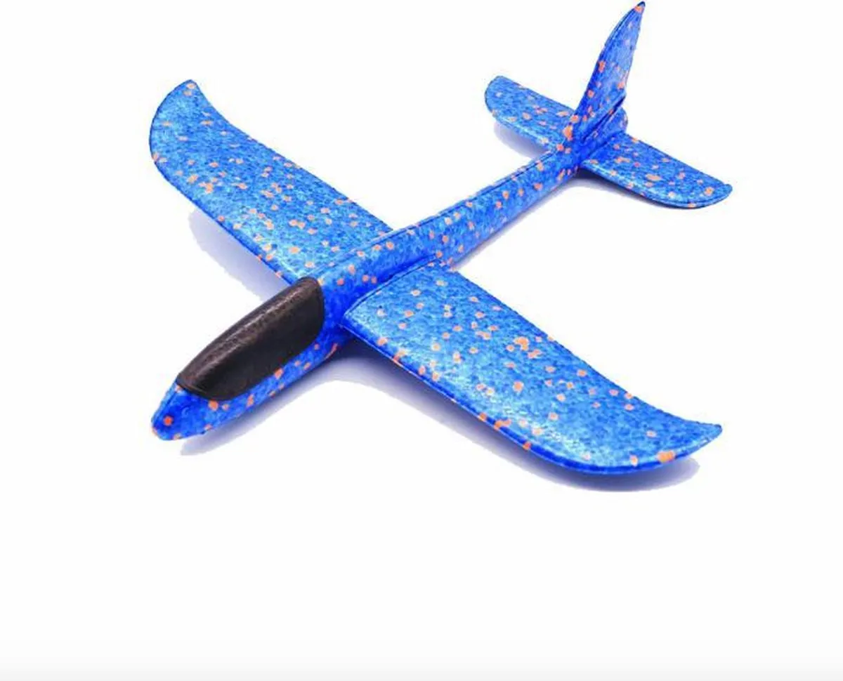 Groot schuim zweefvliegtuig - Foam vliegtuig XXL - Buitenspeelgoed - Werpvliegtuig - Kinder vliegtuig XL - Schuim - Blauw speelgoed