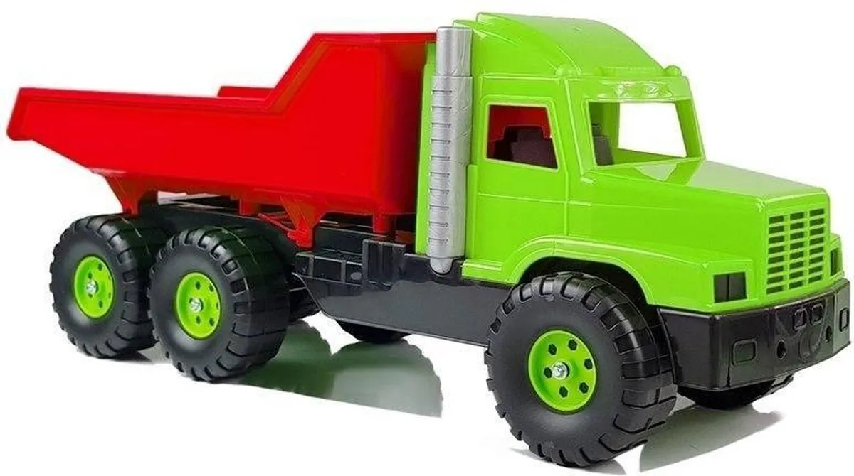 Grote kiepauto, Grote kiepvrachtwagen, Grote kieptruck 75 cm Groen/Rood speelgoed