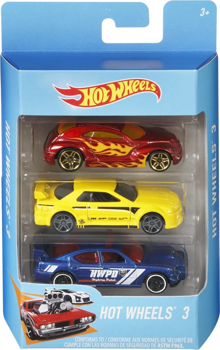 Hot Wheels Cadeauset met 3 Auto's - Speelgoedvoertuig speelgoed