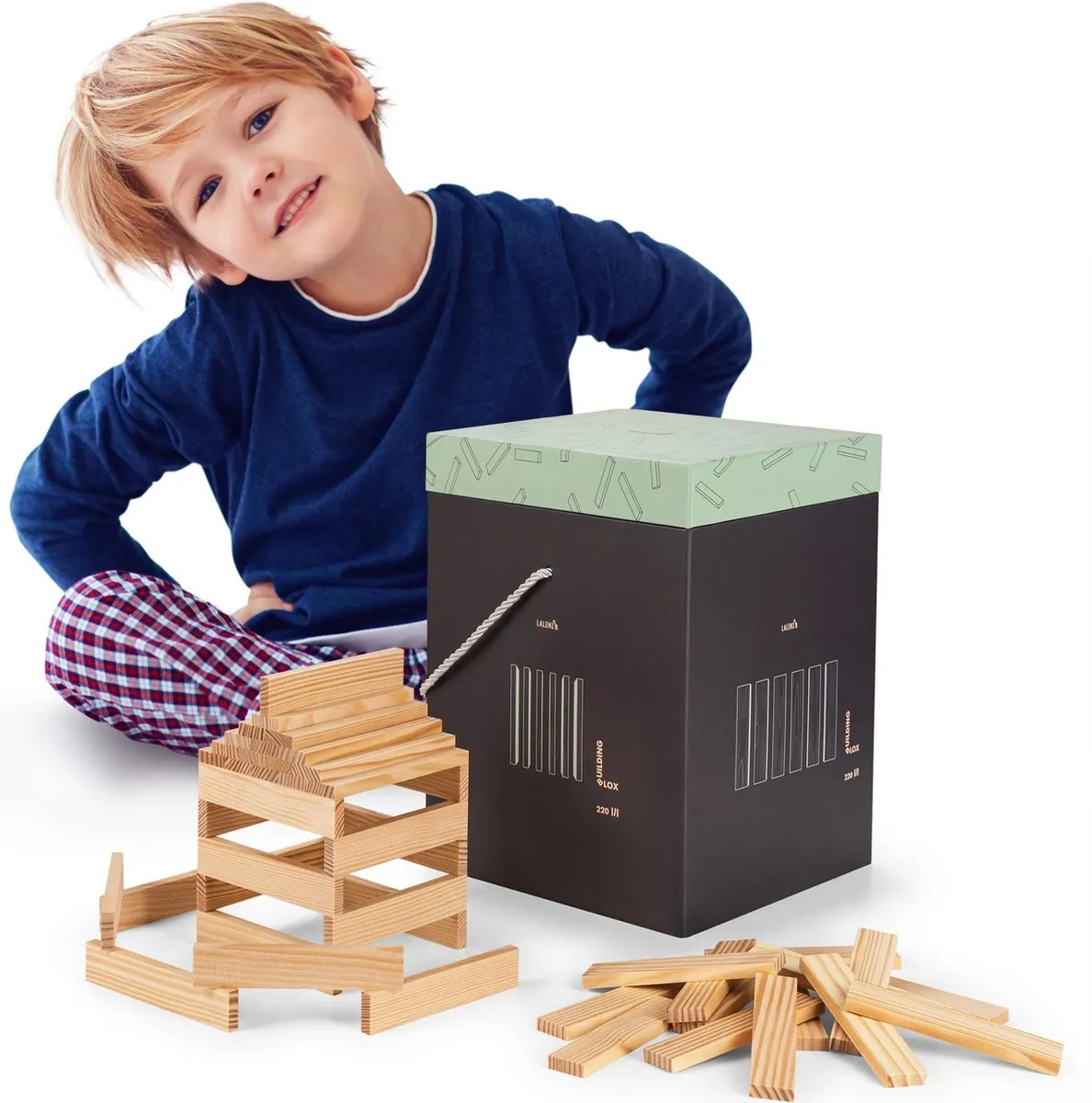 Houten bouwstenen - Compatibel met Kapla, Bouwonderdelen, bouwblokken met verzamelbox, bouwstenen, houten bouwkasten speelgoed