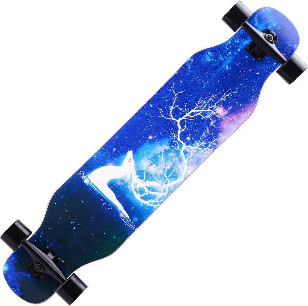 I Wannahave Longboard - 41 x 9 Inch - 105.5 cm - Max. Draagbaar 150KG ABEC PU Wielen Flash light deer speelgoed