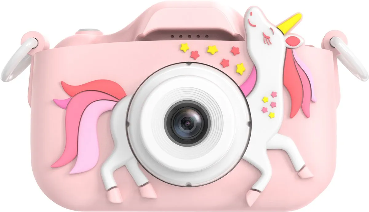 Ilona® Digitale Kindercamera HD 1080p inclusief stickervel | 32GB micro sd kaart | Unicorn Roze speelgoed