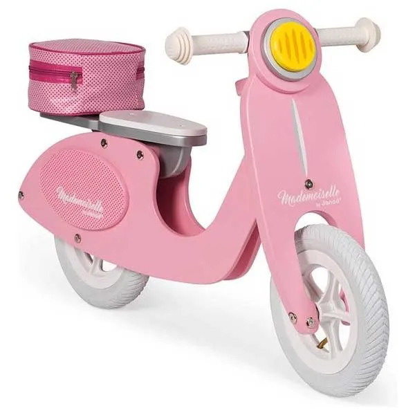 Janod - Loopscooter in roze, houten loopfiets speelgoed