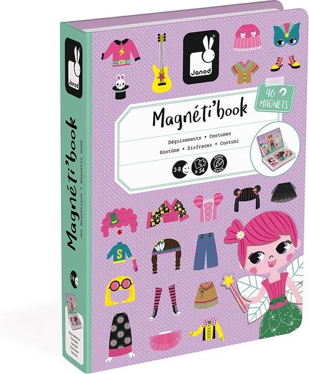 Janod magneetboek meisjes outfits 54st 3-8jr speelgoed