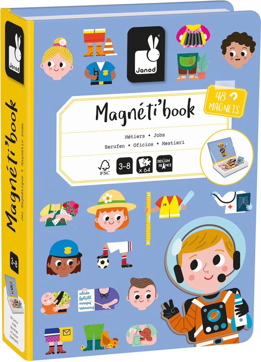 Janod Magnetibook Beroepen - Magneetboek speelgoed