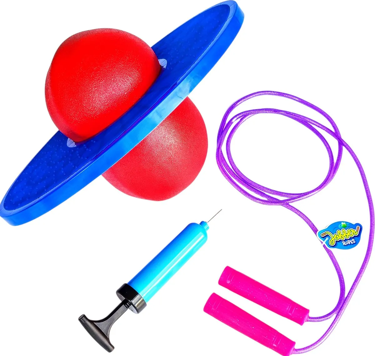 Jobber Toys - SET Glitter Springtouw + Lolobal incl. pompje speelgoed