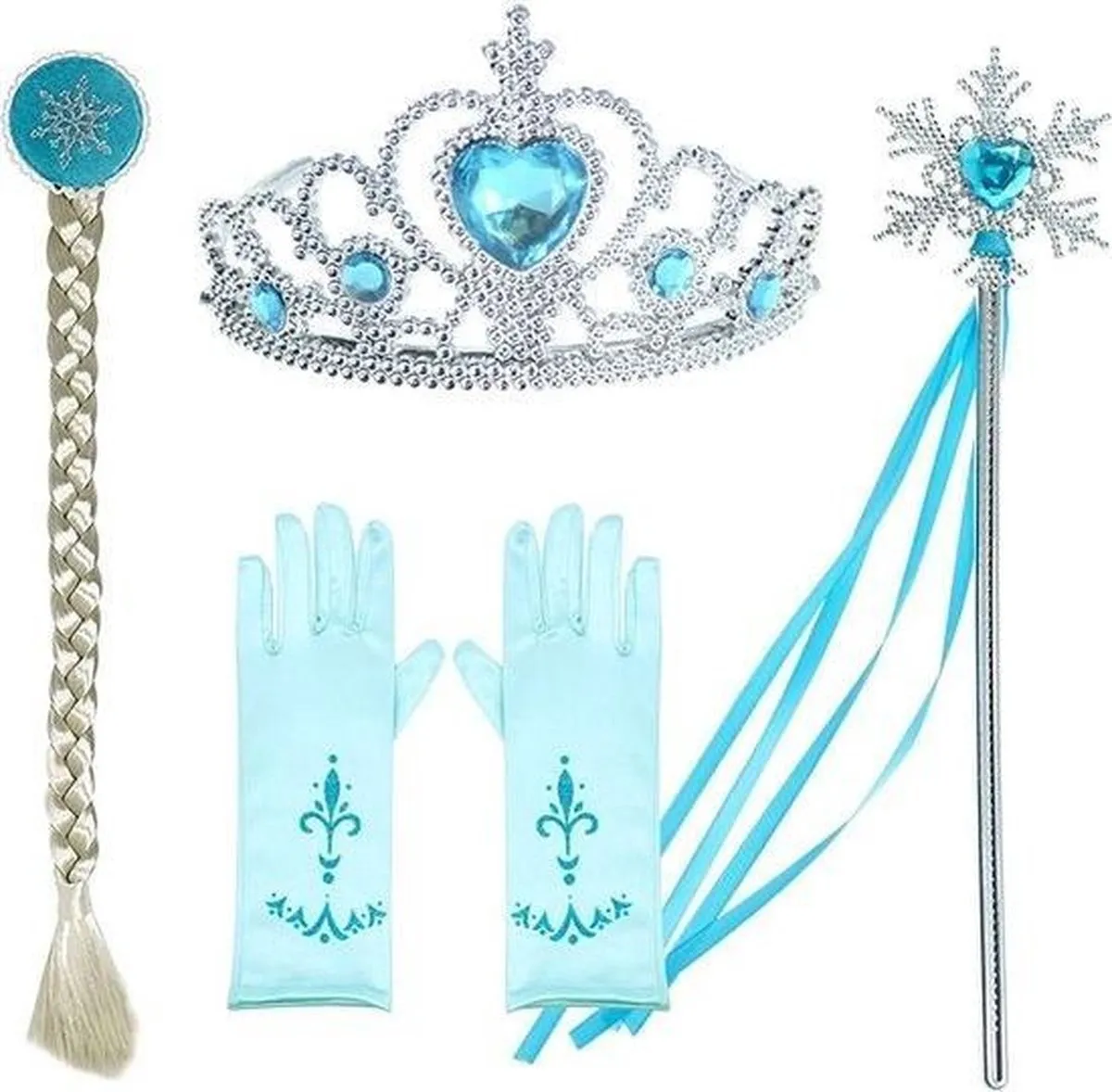 Joya Beauty® Elsa Verkleed set | Frozen Speelgoed | Prinsessen accessoire set | Prinsessenjurk meisje | Kroon | Toverstaf | Handschoenen | Elsa vlecht | Cadeau meisje speelgoed
