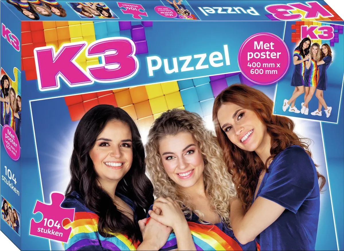 K3 puzzel - met poster 40 x 60 cm - 104 stukjes speelgoed