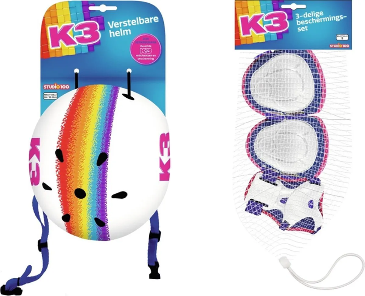 K3 Regenboog Helm & Beschermingsset Rolschaatsen speelgoed