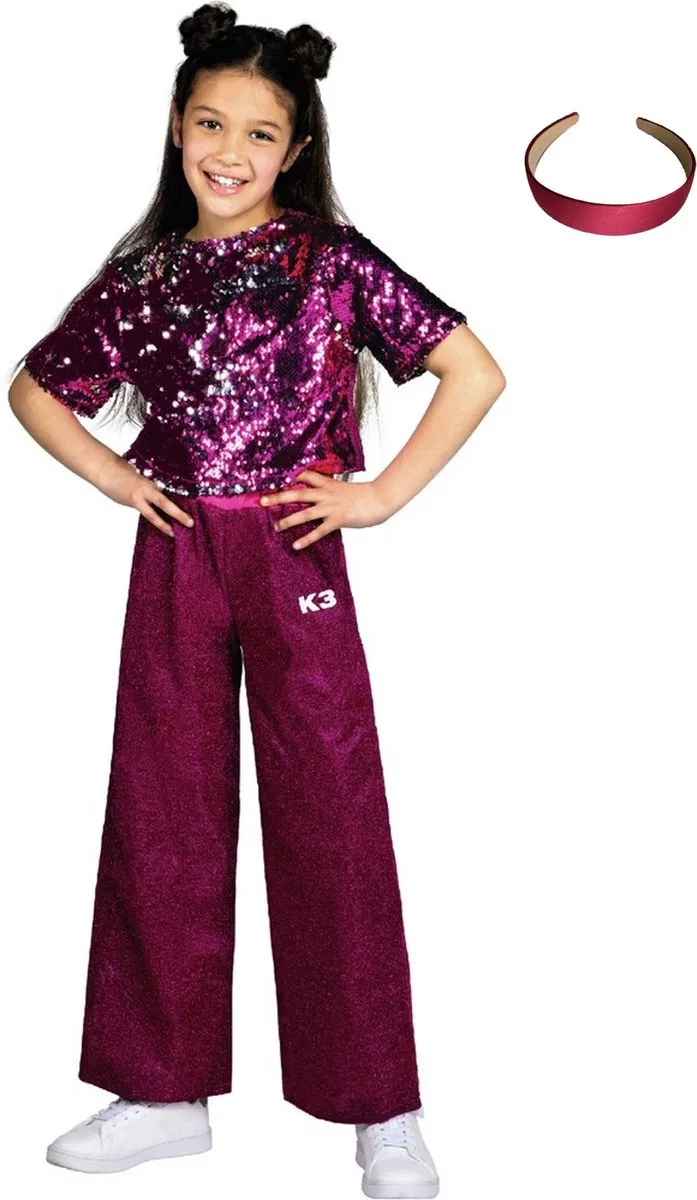 K3 verkleedpak Glitter - pak - verkleedkleding jurk - mt 3-5 jaar + haarband speelgoed
