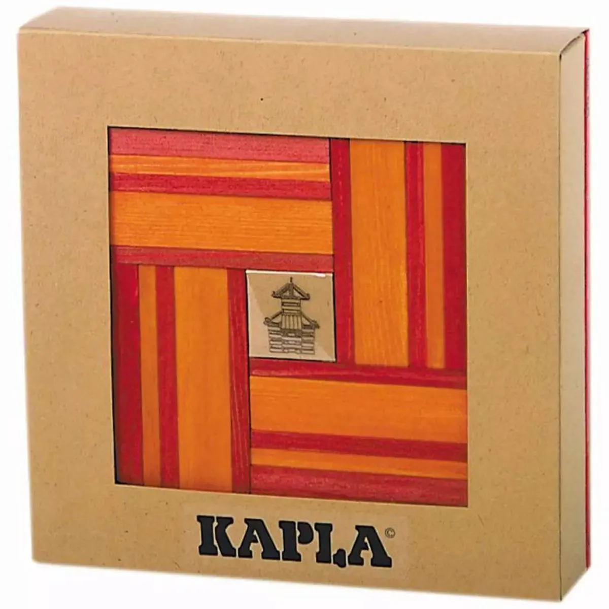 Kapla Houten plankjes set rood en oranje 40 st KAPL172106 speelgoed