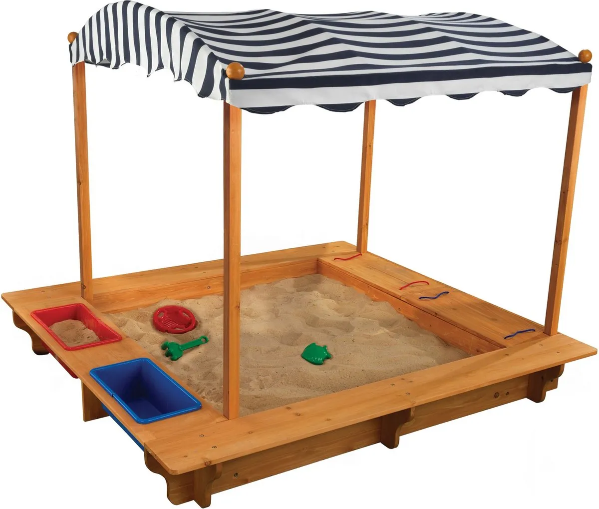 KidKraft Zandbak met zonnedak voor buiten - marineblauw en wit speelgoed