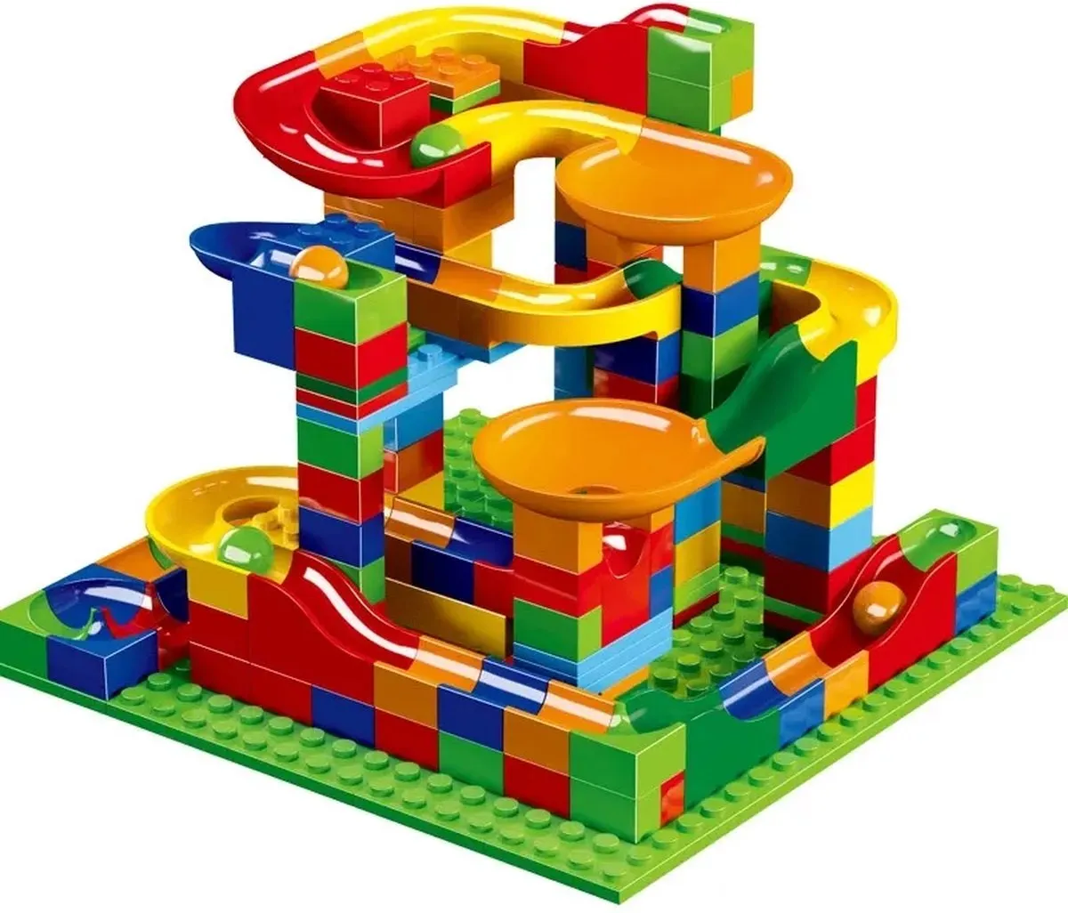 knikkerbaan- bouwstenen - 168 onderdelen - past op lego - marblerun - (geen duplo!) speelgoed