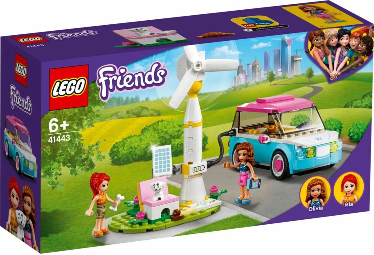 LEGO 41443 Friends Olivia's elektrische auto Set met Olivia en Mia Mini Poppetjes, Educatief Speelgoed voor Meisjes en Jongens vanaf 6 Jaar speelgoed