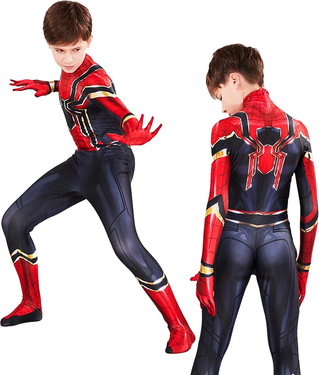 Lifect® Spiderman Verkleedpak Kind – Maat S - 100-110 CM - Spiderman Pak - Spiderman Masker – Verkleedpak Superheld - Halloween Kostuum Kind - Carnavalskleding speelgoed