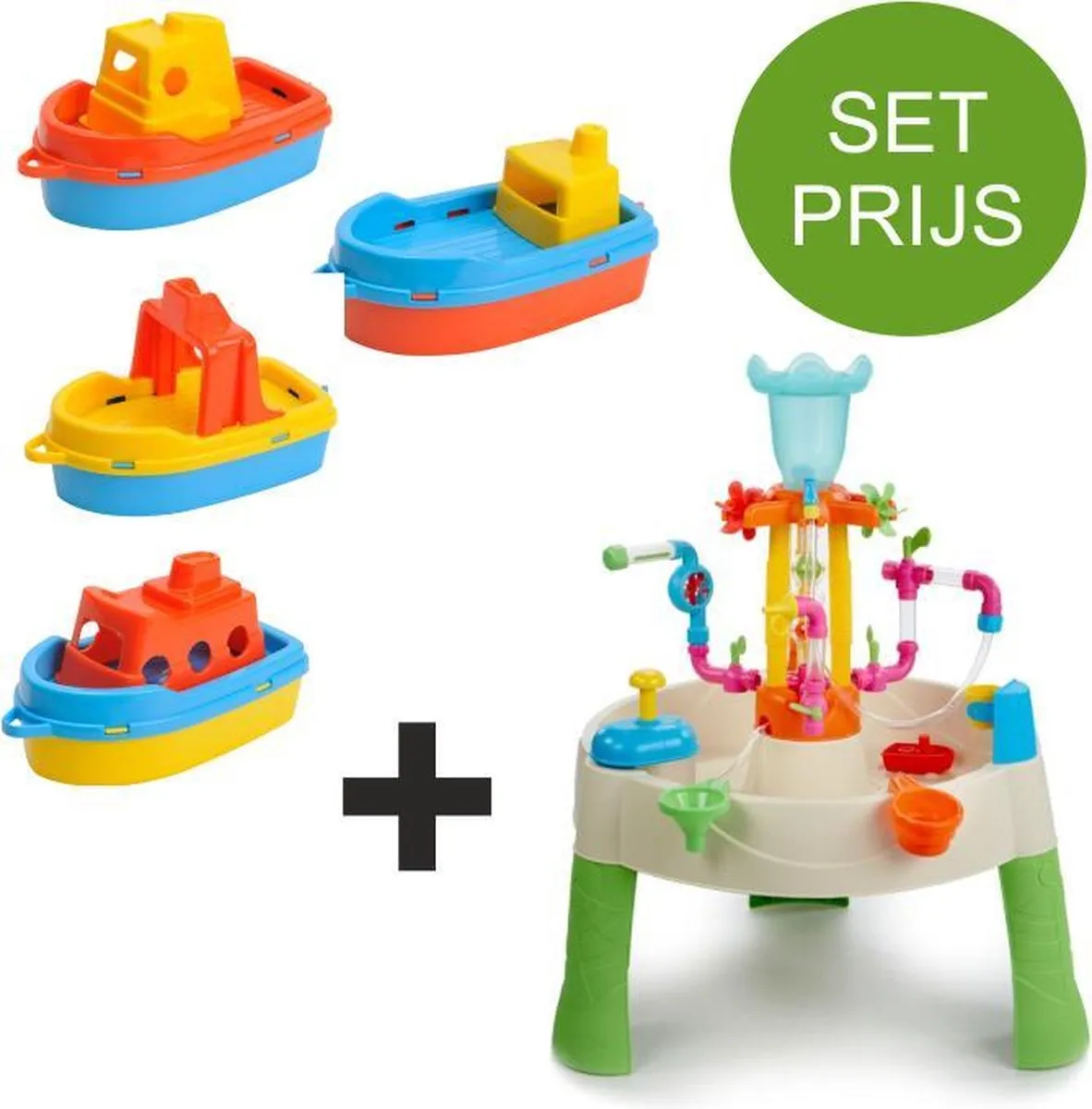 Little Tikes Watertafel Fountain Factory met 4 kunststof bootjes speelgoed