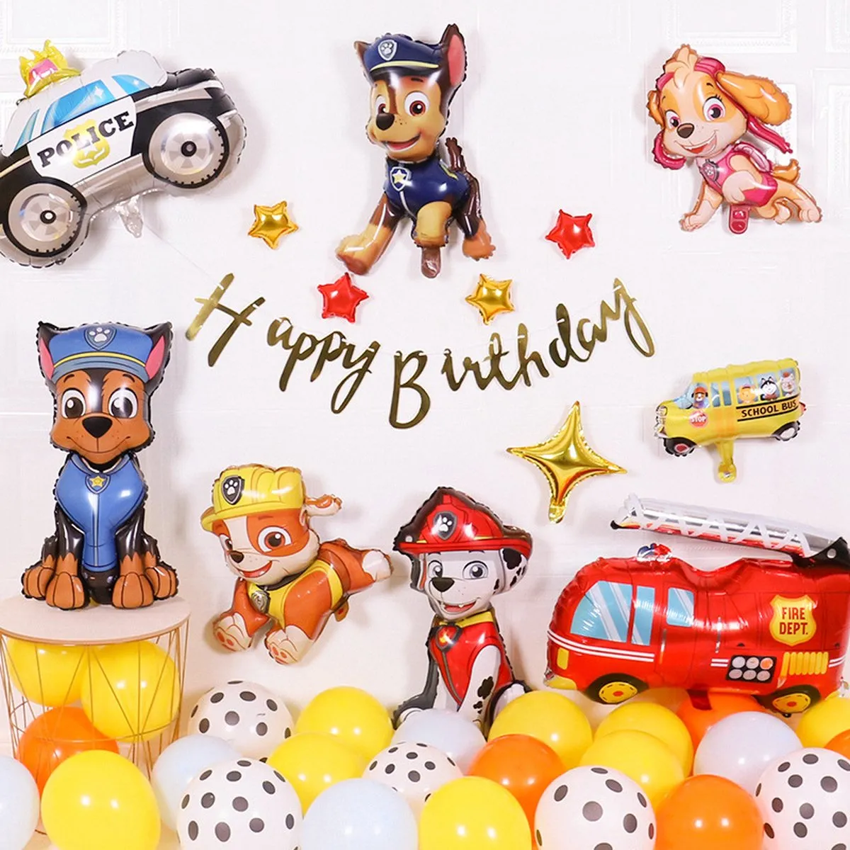 Loha-party® Paw Honden patrol Thema Versiering ballonen-Ryder-Chase-Marshall-Skye-Rocky-Rubble-Zuma-brandweer auto-Politie auto-Happy birthday-Folie ballonnen speelgoed