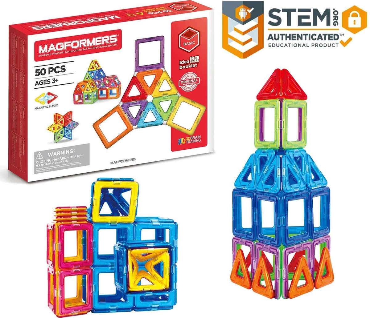 Magformers Basic Set- bouwset 50 stuks- magnetisch speelgoed speelgoed