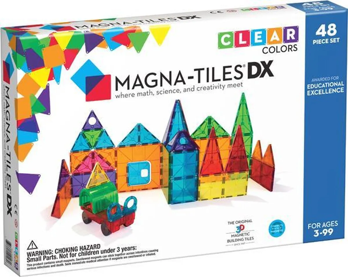 Magna-Tiles Clear Colors Deluxe set Magnetische Tegels - 48 delig speelgoed