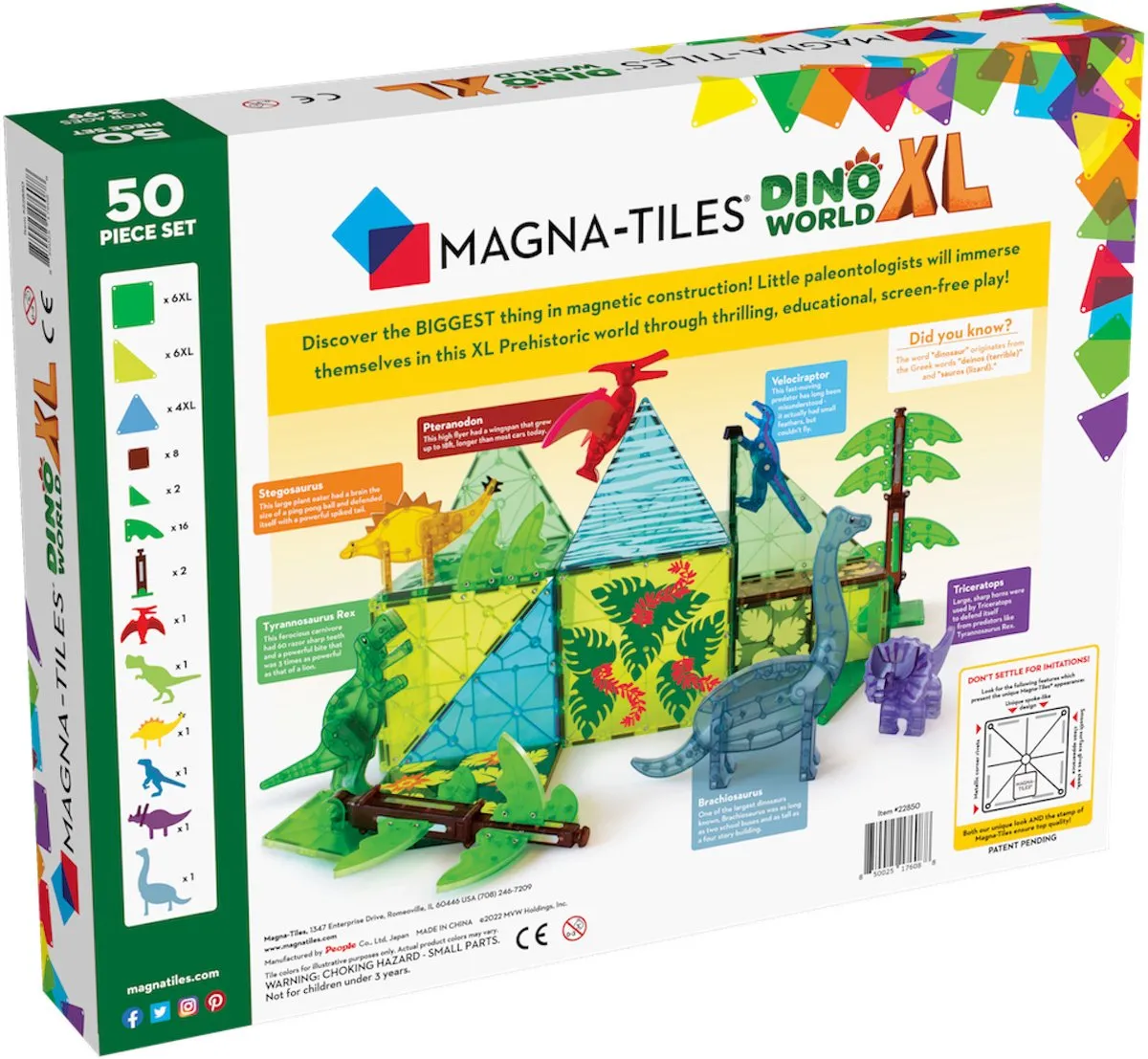 Magna-Tiles Dino World XL | 50-Piece Set speelgoed