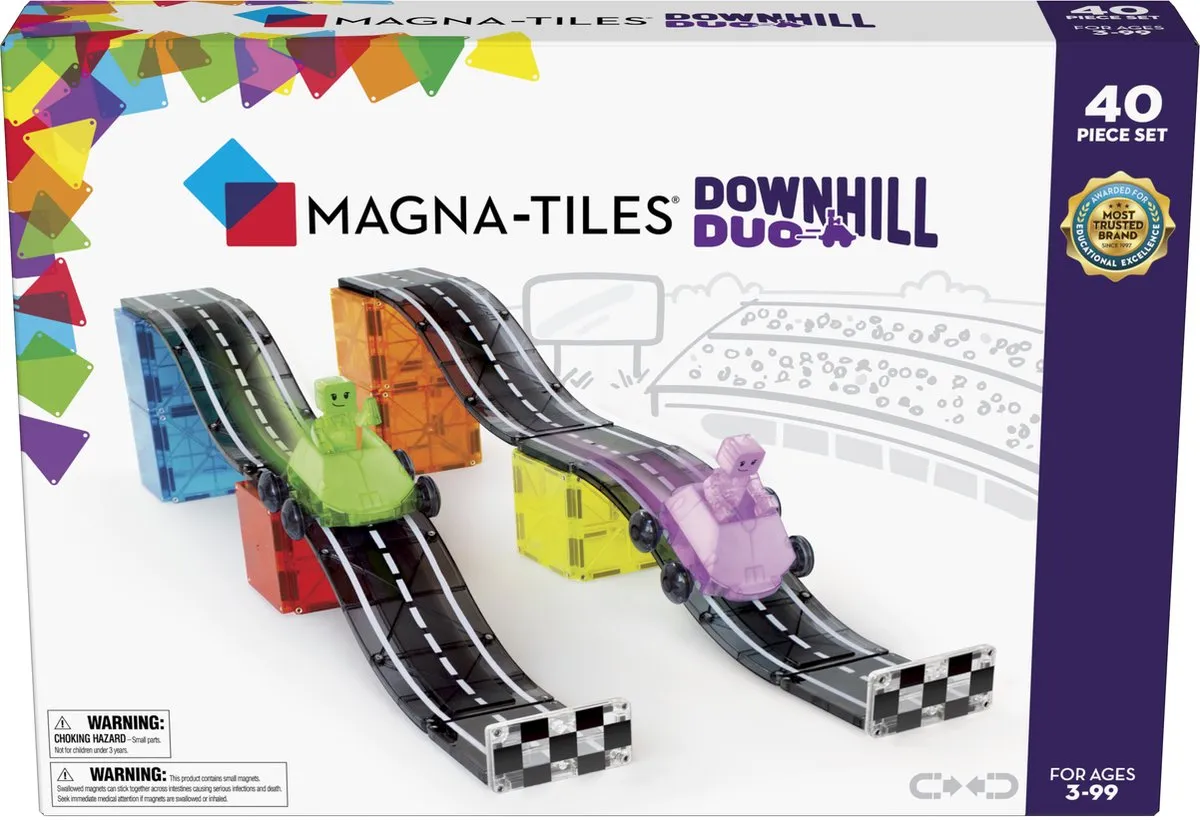 MAGNA-TILES Downhill Duo 40-delige magnetische constructieset, het originele merk voor magnetisch speelgoed speelgoed
