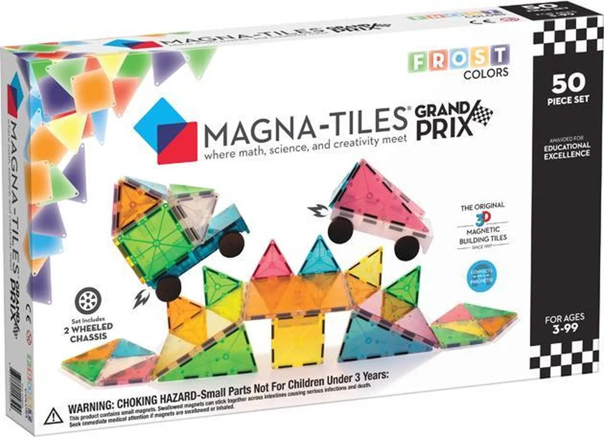 Magna-Tiles® Frost Colors Grand Prix - set van 50 magnetische speelgoed tegels speelgoed