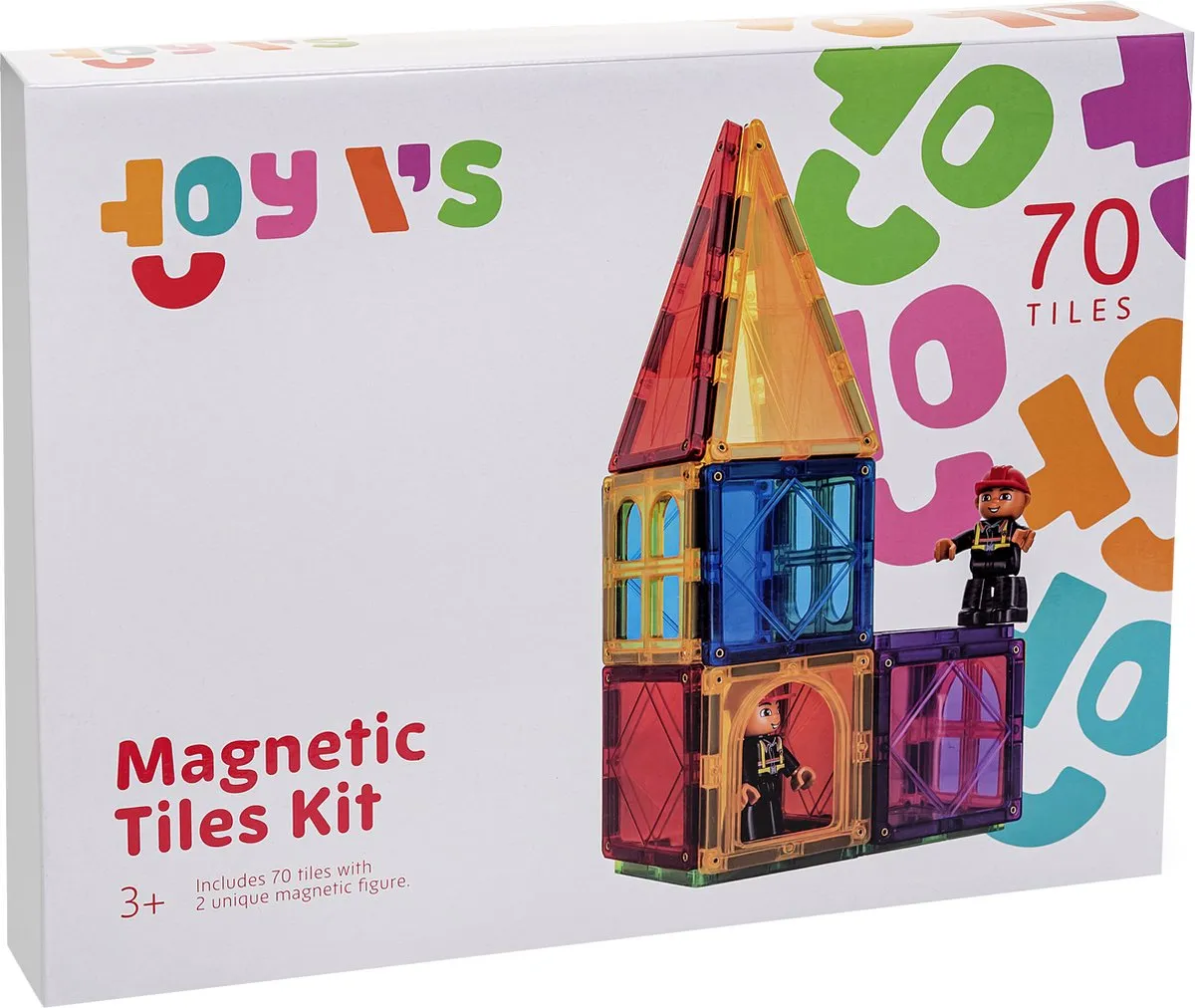 Magna-Tiles (Toyvs) Magnetische Tegels Bouwblokken 70 Stuks – Bonus 2 Magnetische Figuurtjes speelgoed