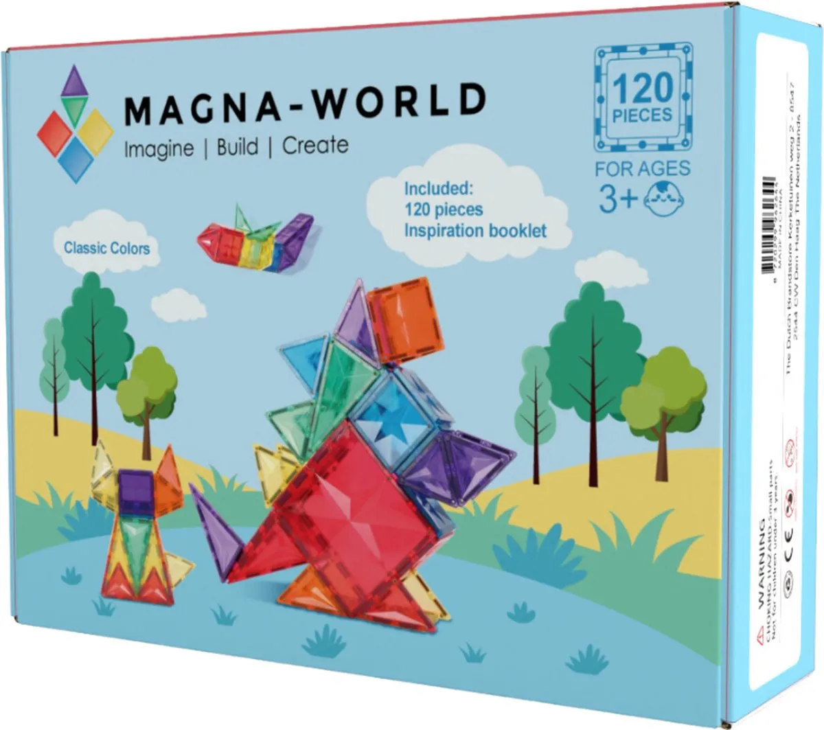 Magna-World® - Classic Colors 120 stuks - Magnetisch speelgoed - Magnetische bouwstenen - Magna Tiles speelgoed