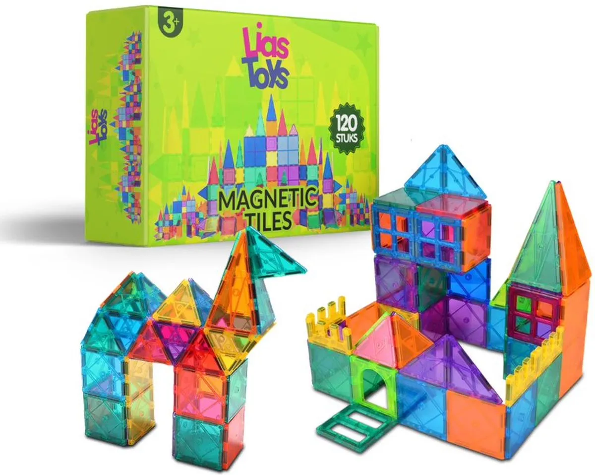 Magnetic Tiles - Magnetisch Speelgoed – combineren mogelijk met Magna Tiles en connetix - 120stuks - Constructie speelgoed jongens - Magnetische tegels - Montessori speelgoed - Magnetic toys - Magnetische bouwstenen - Magnetiche blokken speelgoed