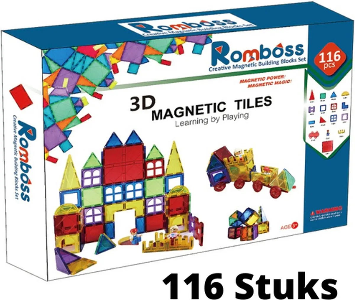 Magnetische Tegels - 116 stuks - Alternatief Magna-Tiles - Clear Colors - Metropolis speelgoed
