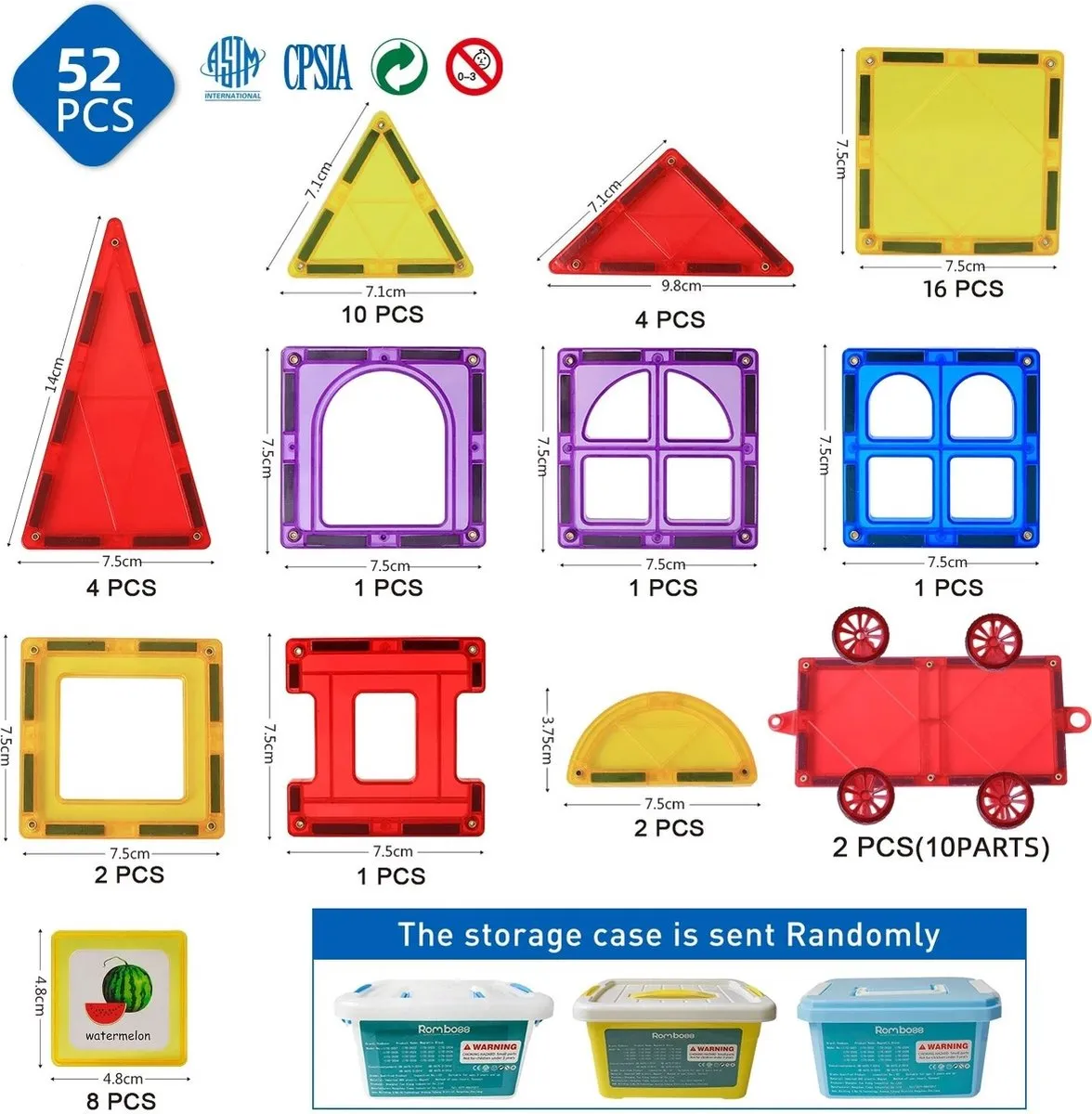 Magnetische Tegels - 52 stuks - Alternatief Magna-Tiles - Clear Colors - Metropolis speelgoed
