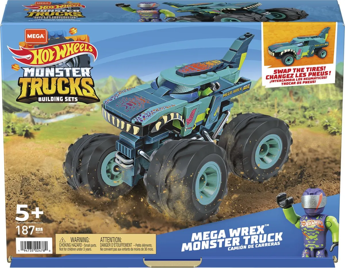 Mega Construx Hot Wheels Mega Wrex Monster Truck bouwset - 187 bouwstenen speelgoed