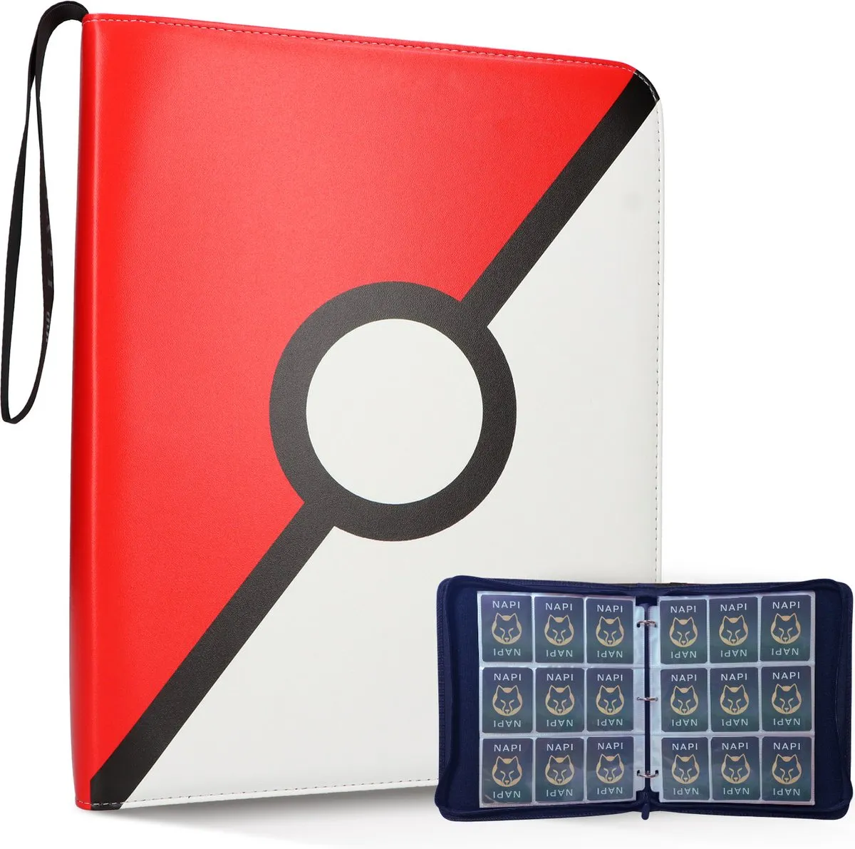 NAPI Verzamelmap Geschikt voor Pokémon - Map voor 900 Kaarten - 50 Pagina’s - 9 Pocket - A4 Formaat - Premium Kwaliteit - Rood - Box - Binder speelgoed