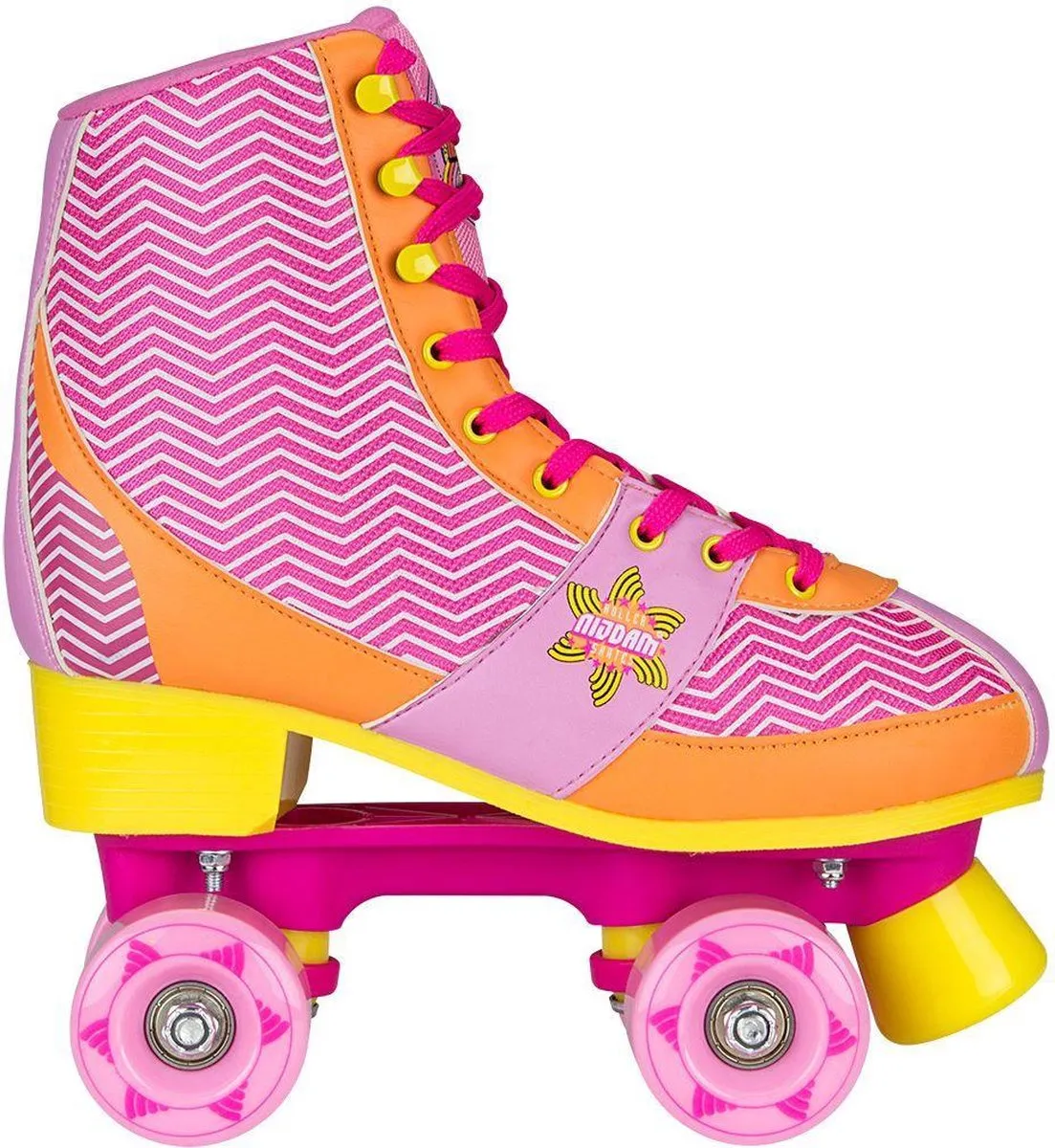 Nijdam Rolschaatsen - Chevron - Fuchsia/Oranje/Geel - 33/34 speelgoed