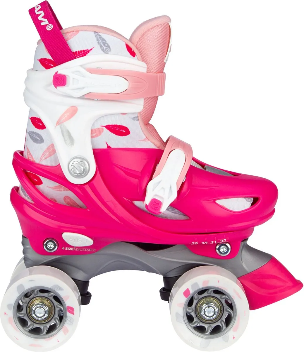 Nijdam Rolschaatsen Verstelbaar - Feather Drops - Fuchsia/Roze/Wit/Zilvergrijs - 29-32 speelgoed