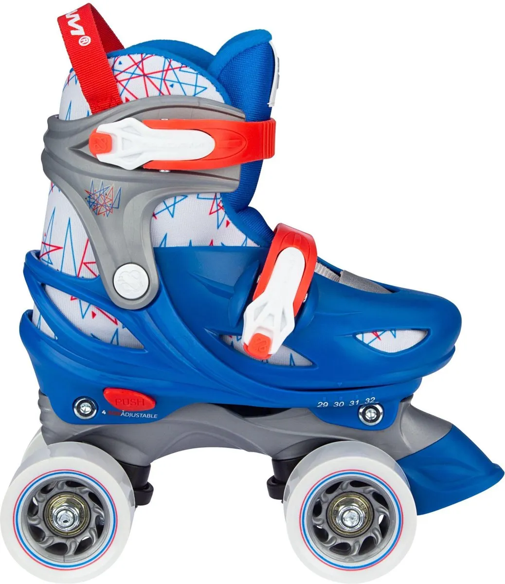 Nijdam Rolschaatsen Verstelbaar - Geo Metricker - Blauw/Rood/Wit/Zilvergrijs - 29-32 speelgoed