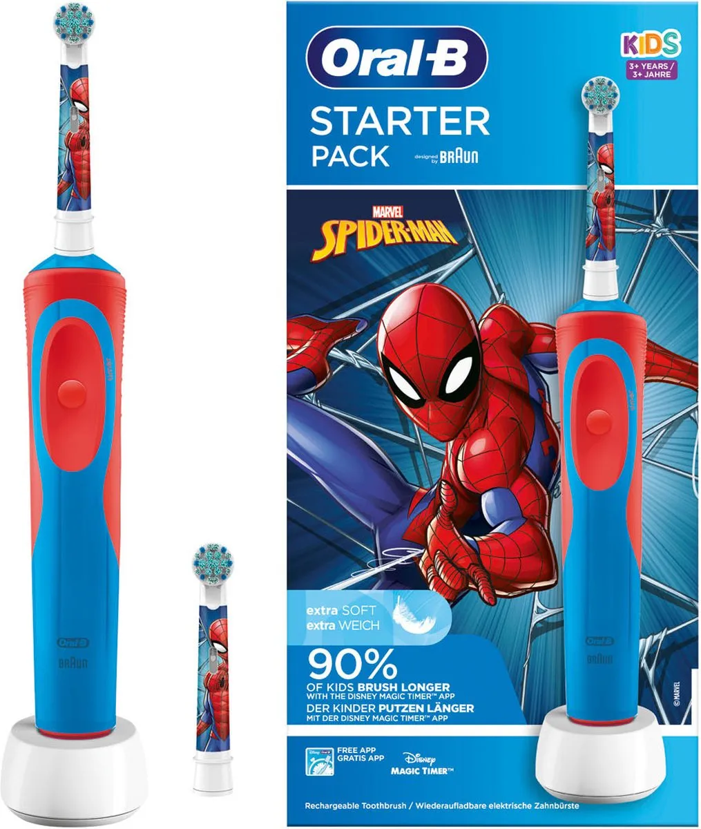 Oral-B Kids Spiderman Elektrische Tandenborstel Met 2 opzetborstels - Starter Pack - Voor kinderen vanaf 3 jaar speelgoed