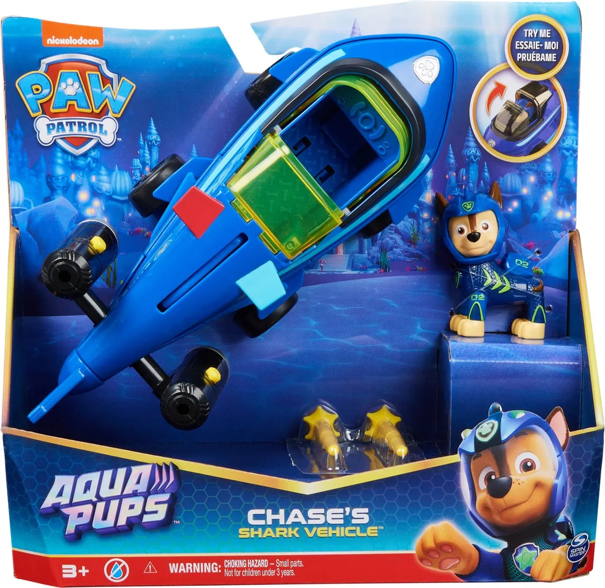 PAW Patrol Aqua Pups - Transformerend Shark-voertuig met Chase-speelfiguur speelgoed