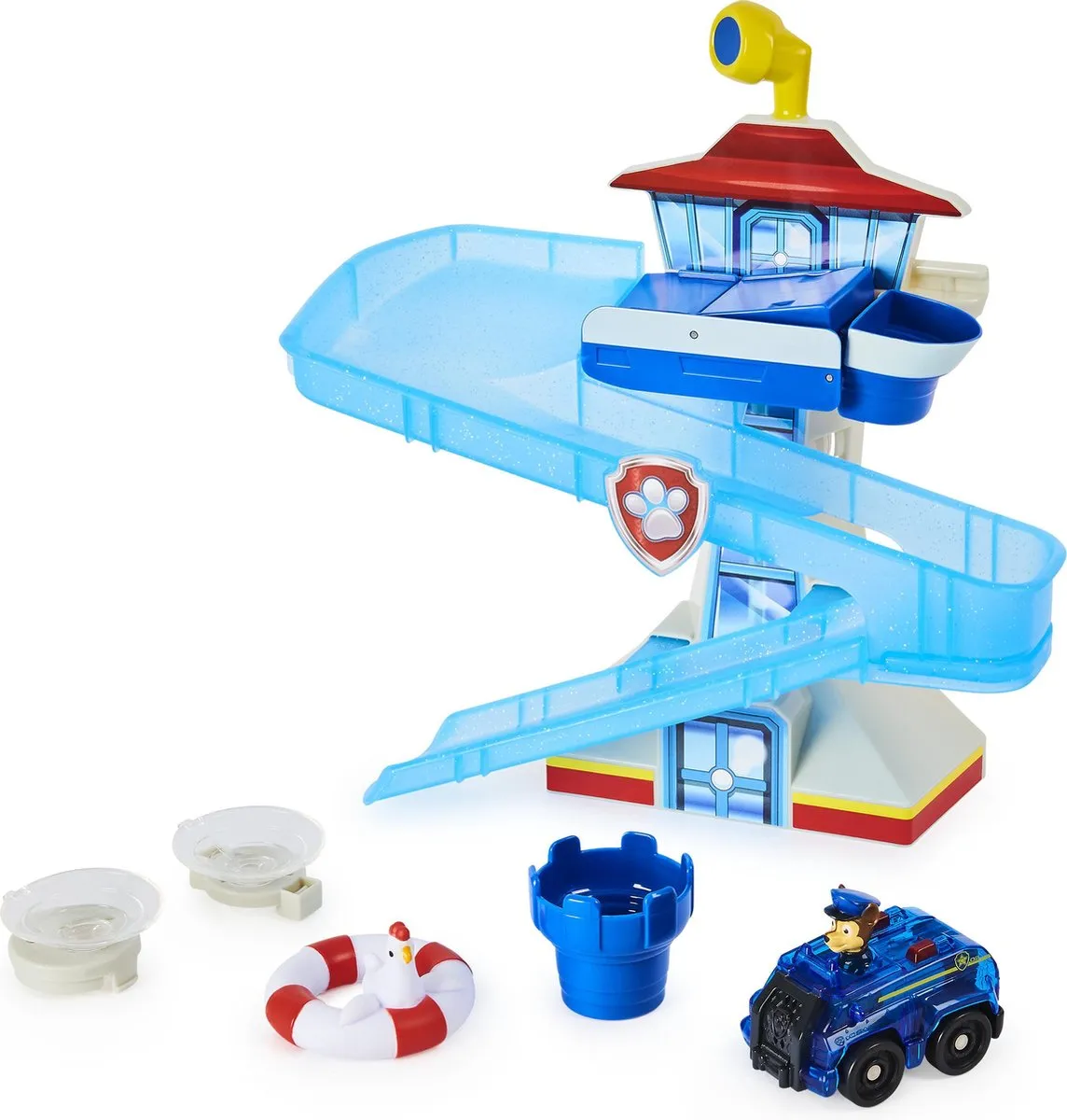PAW Patrol - Avonturenbaai-badspeelset met lichtgevend Chase-speelgoedvoertuig speelgoed