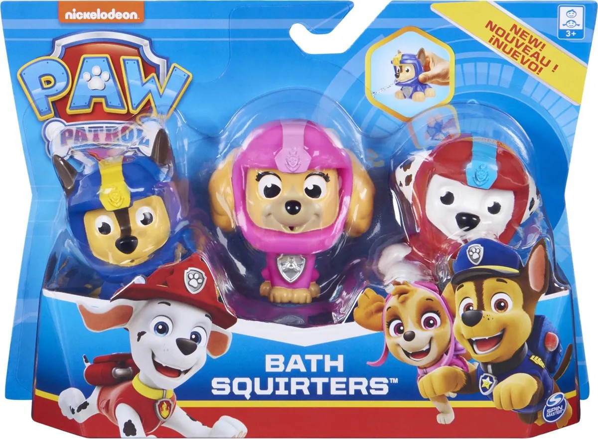 PAW Patrol - Badspeelgoed met Marshall Chase en Skye - 3 waterspuiters speelgoed