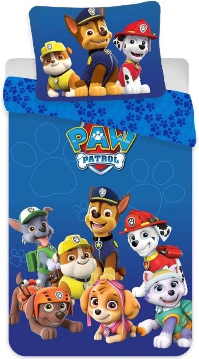 PAW Patrol Dekbedovertrek Team - Eenpersoons - 140  x 200 cm - Blauw speelgoed