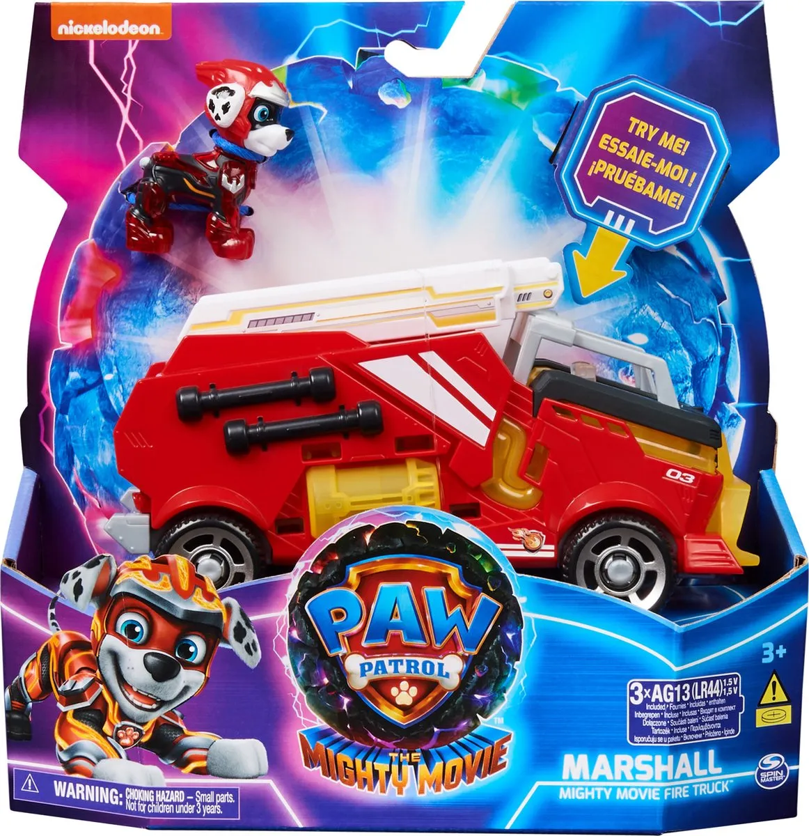 PAW Patrol The Mighty Movie - Brandweerauto met Marshall-actiefiguur licht en geluid speelgoed