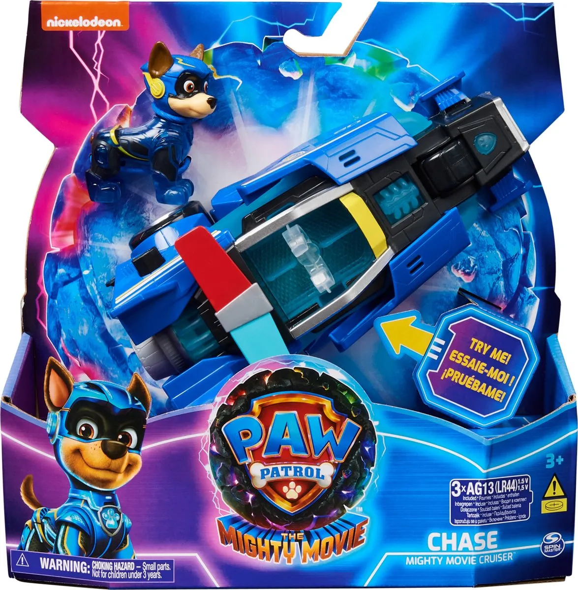 PAW Patrol The Mighty Movie - Politiewagen met Chase-actiefiguur licht en geluid speelgoed