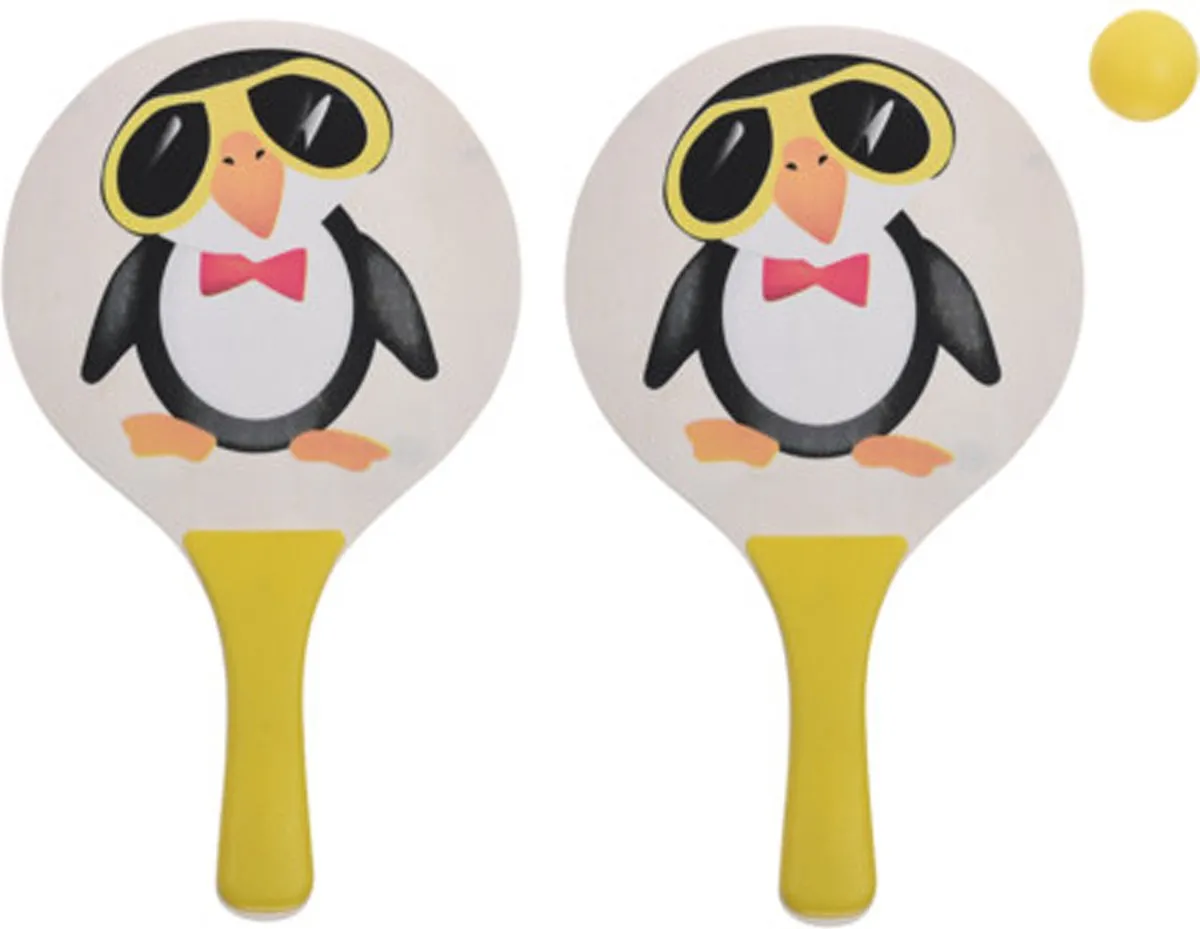 Pinguïn beachball set voor kinderen - Strand balletjes - Rackets/batjes en bal - Tennis ballenspel speelgoed